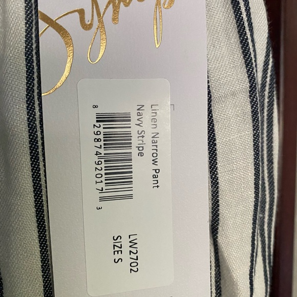 Sympli Linen Striped Pants in White and Navy, size Small, NWT - Picture 7 of 8
